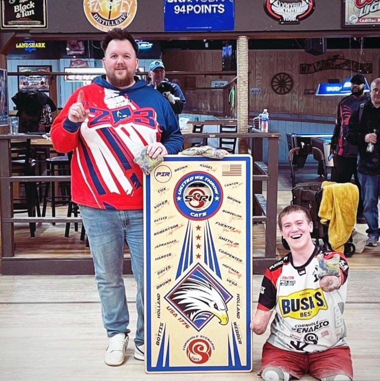Dayton Webber competing in the American Cornhole League